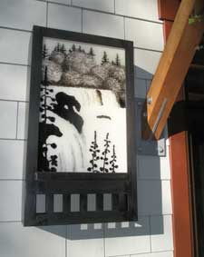 Exterior light commemorating Brooks Falls at Katmai National Park